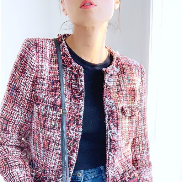 JACKIE Fringes Hem Tweed Jacket - Picture 2 of 7
